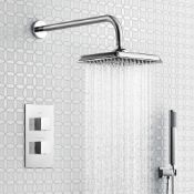 (XL149) 200mm Rain shower set Thermostatic Chrome Square - 20 cm - With Hand Shower. Detachable...