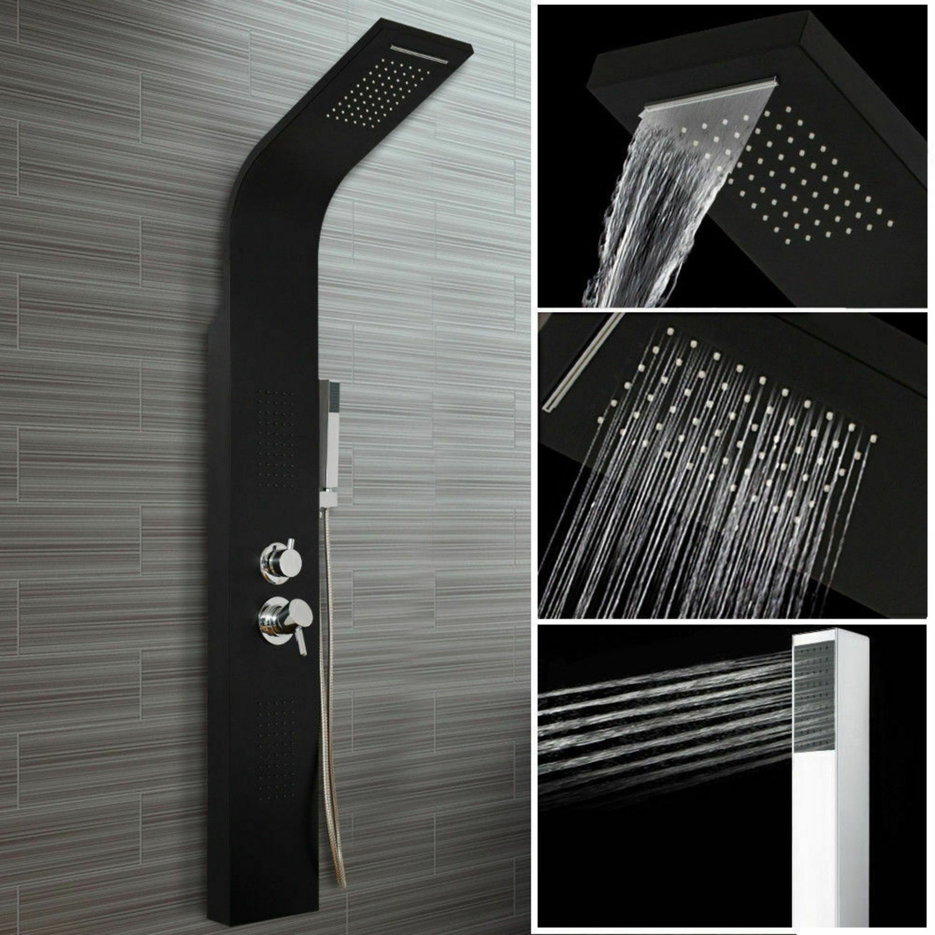 (XL3) Black Shower Tower Panel System Twin Heads With Luxury body jets. RRP £699.99. Built-i... - Image 4 of 4