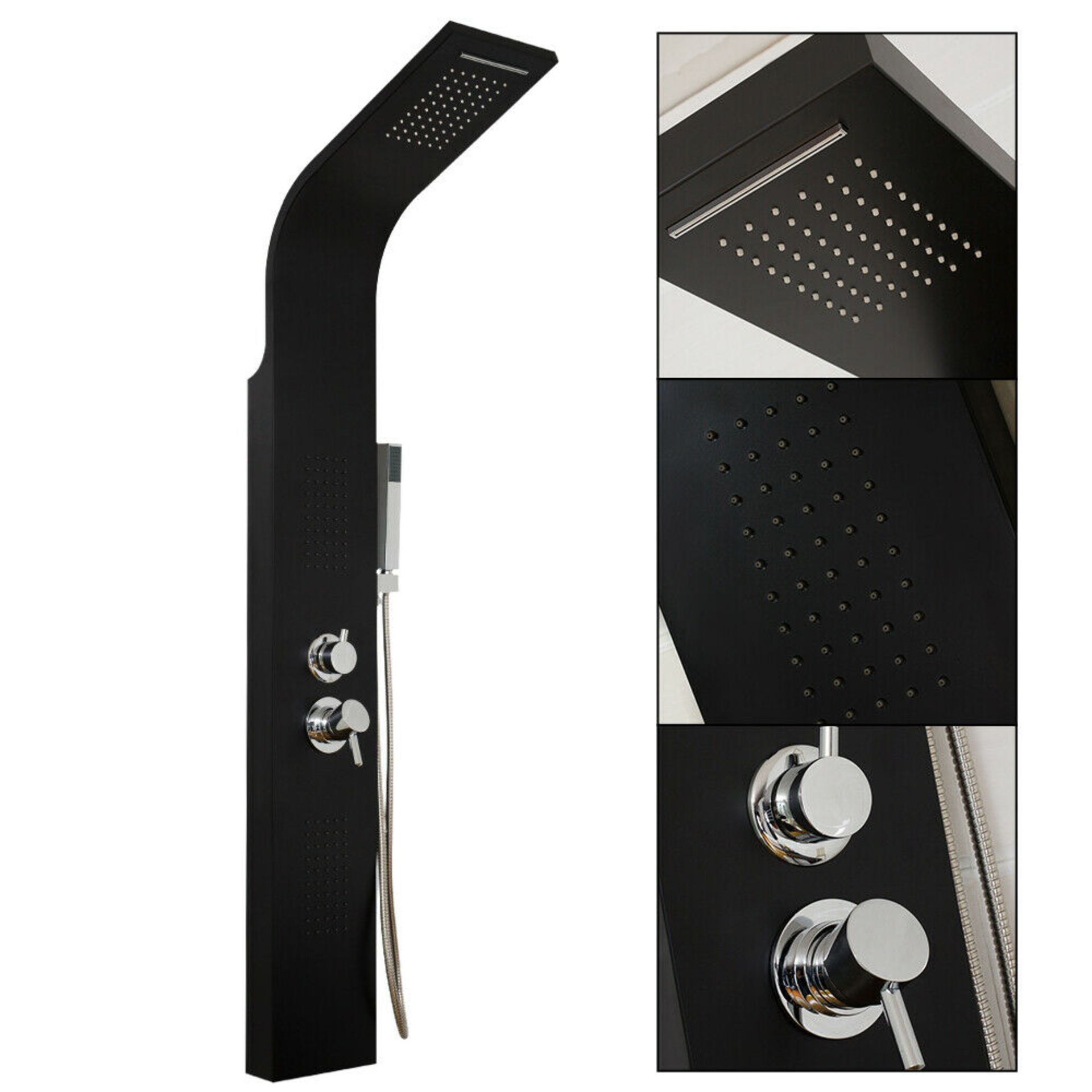 (XL3) Black Shower Tower Panel System Twin Heads With Luxury body jets. RRP £699.99. Built-i... - Image 3 of 4