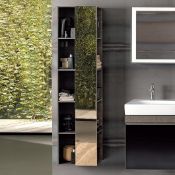 (XL140) Keramag Citterio Grey/Brown Shelves with Mirror Tall Cabinet. RRP £865.99. Wood struc...