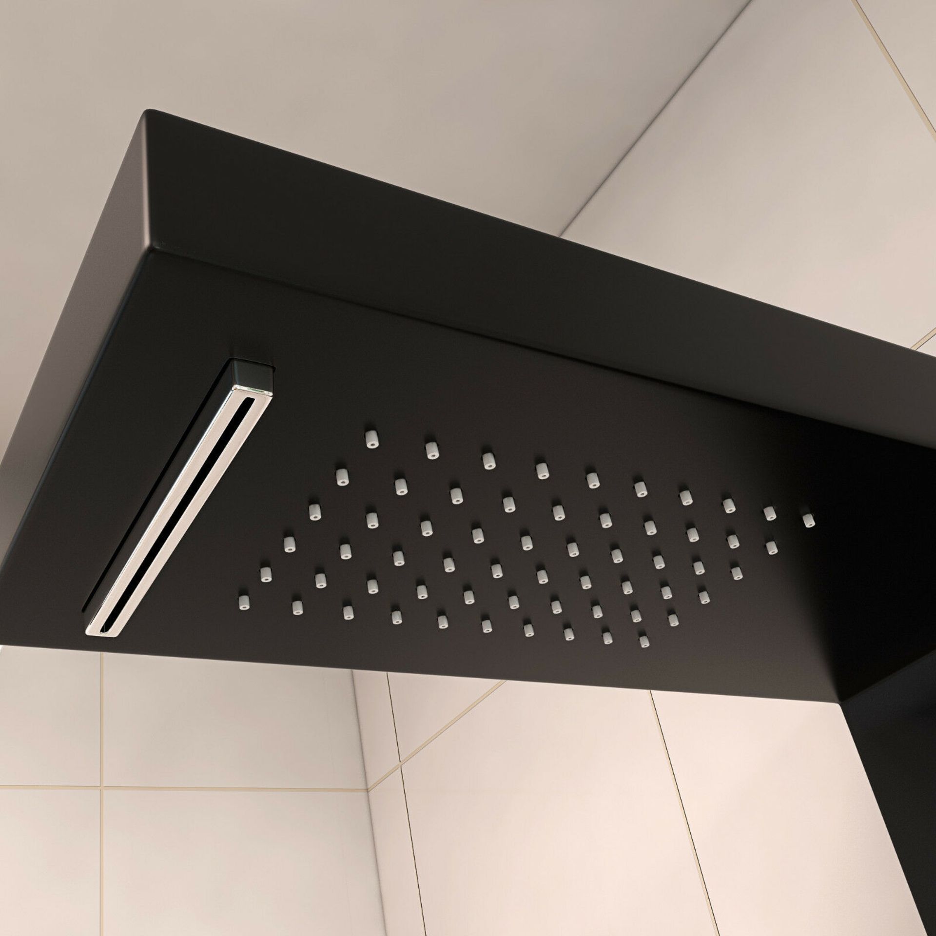 (XL5) Black Shower Towel Mixer Shower Panel With Massage Jets And Waterfall Shower. RRP £699.9... - Image 3 of 4