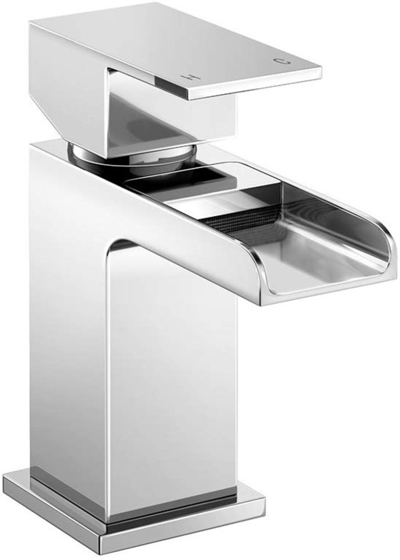 (AA1005) Modern Waterfall Cloakroom Basin Mixer Tap Chrome Bathroom Sink. Chrome plated solid b... - Image 3 of 3