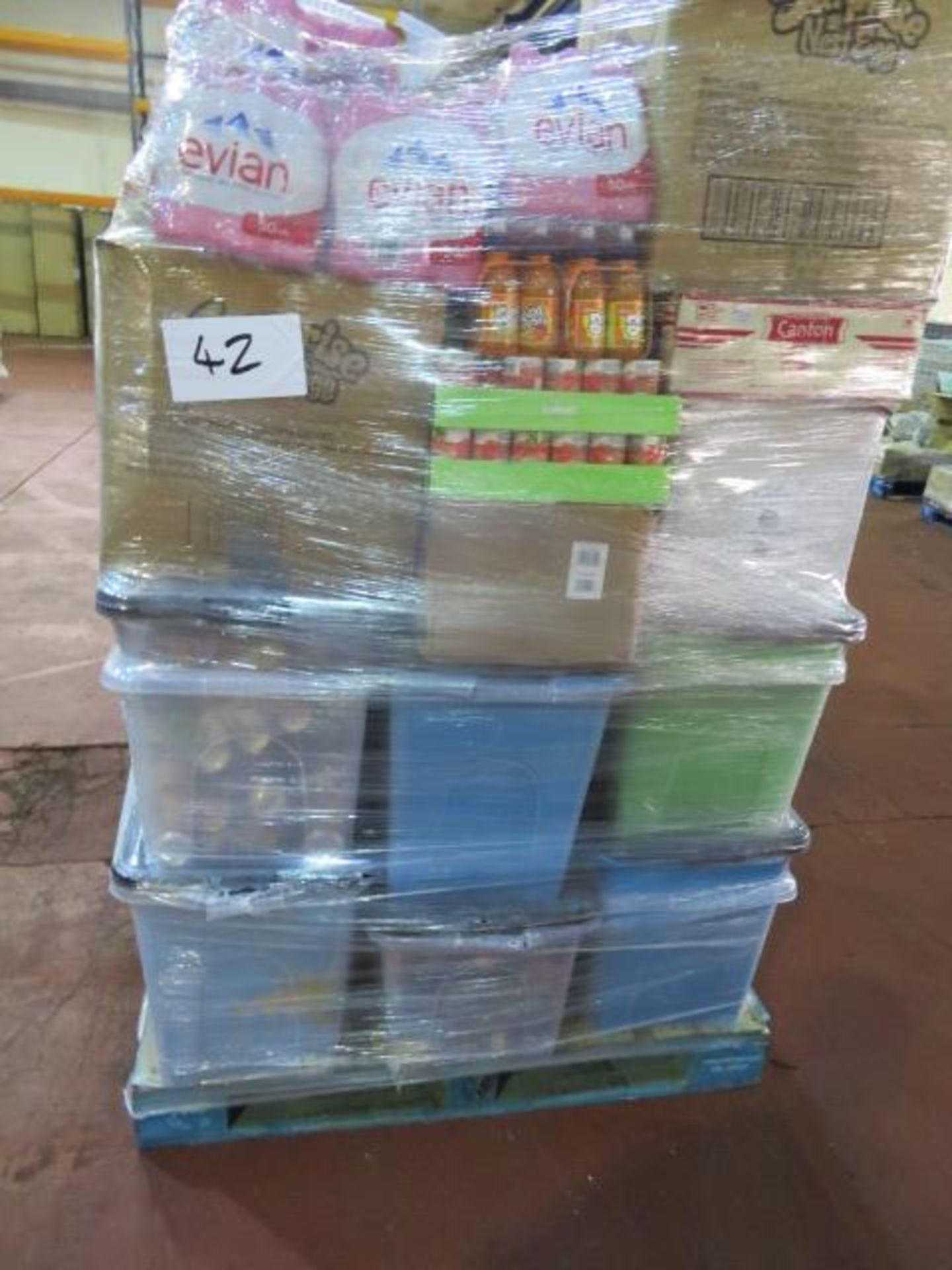 (42) LARGE PALLET TO CONTAIN A VERY LARGE QTY OF VARIOUS FOOD, DRINK & CONFECTIONARY TO INCLUDE...