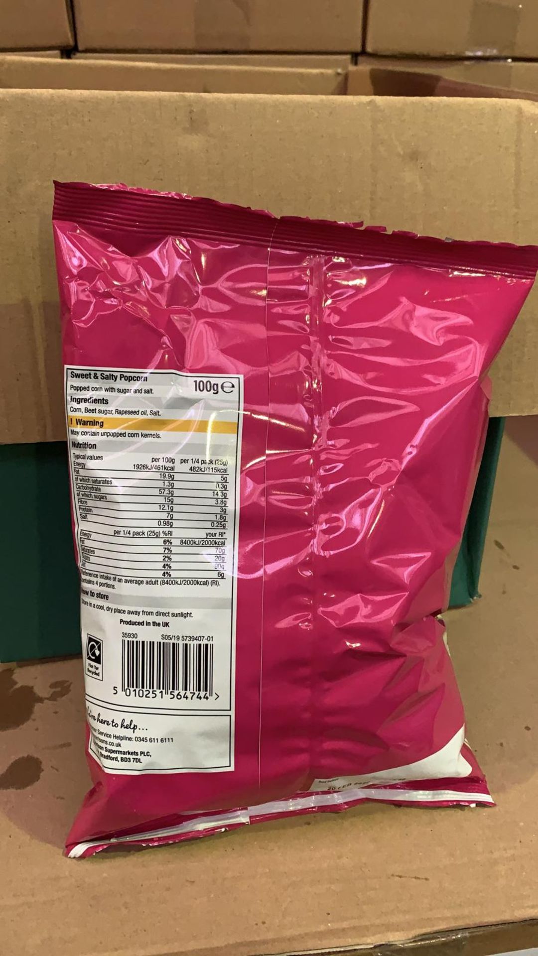PALLET TO CONTAIN 576 x 100G SWEET & SALTY POPCORN. RRP £1.99 PER BAG. BBE DATE FEB 2020. UK ... - Image 2 of 3