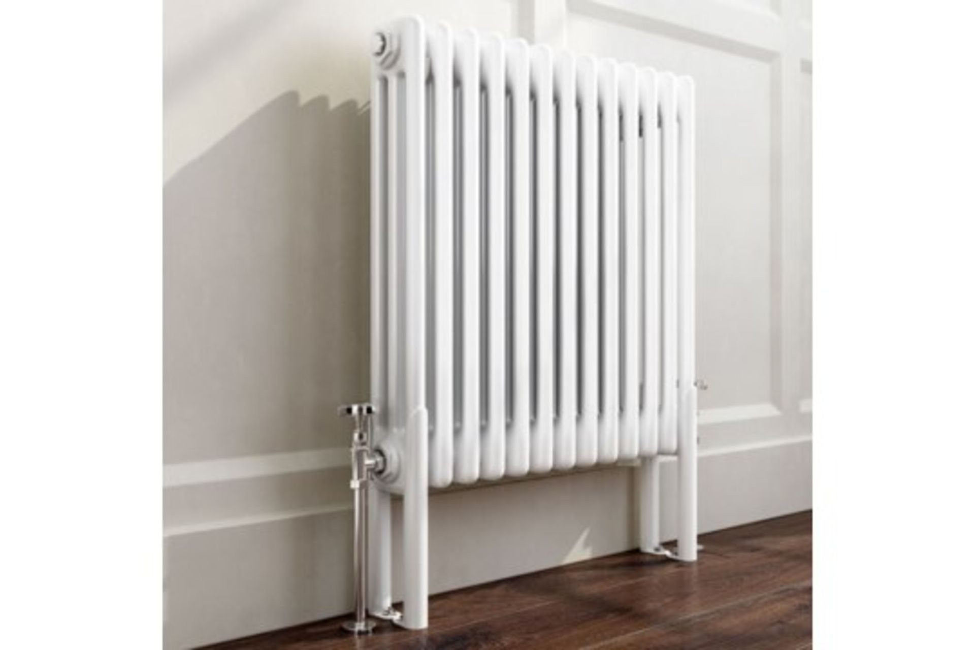 (U1006) 300x72 - Wall Mounting Feet For 3 Bar Radiators - White Can be used to floor mount rad...