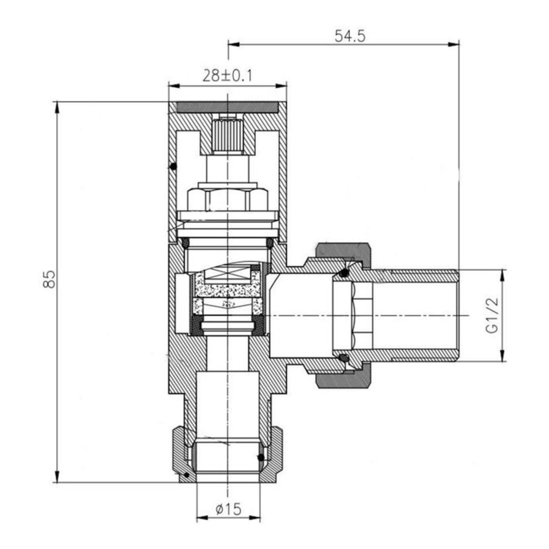 (PP1010) 15mm Standard Connection Square Straight Chrome Radiator Valves Solid brass construct...