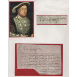 King Henry Viii (1491-1547) Document Signed ‘Henry R” (6 Dec 1513 At Windsor Castle)