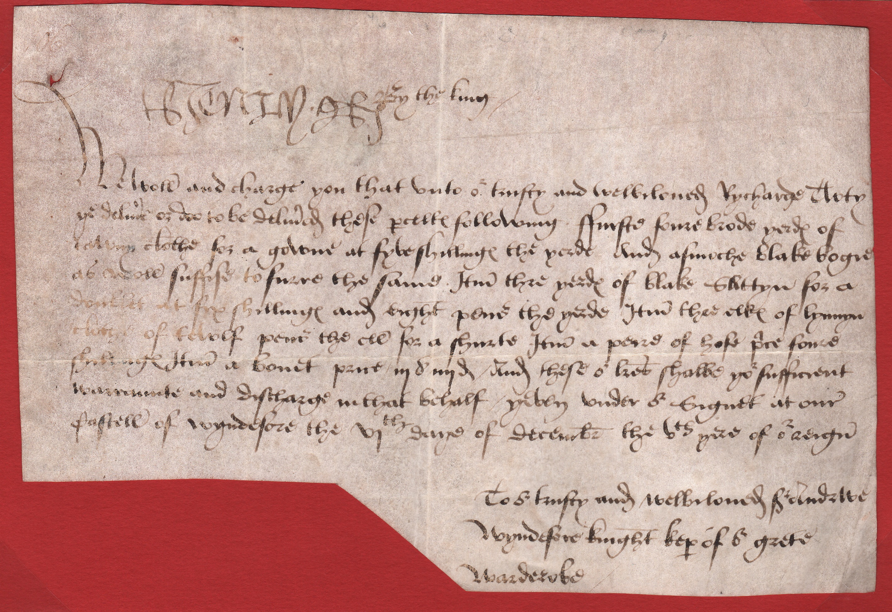 King Henry Viii (1491-1547) Document Signed ‘Henry R” (6 Dec 1513 At Windsor Castle) - Image 4 of 4