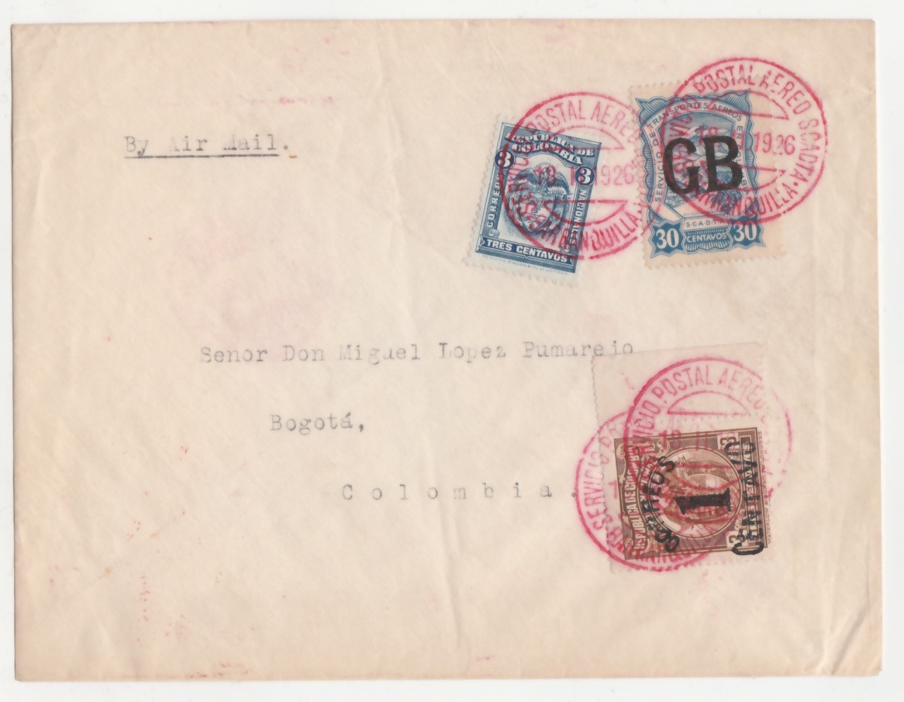 Air Mails - Scadta / G.B. 1926 Cover