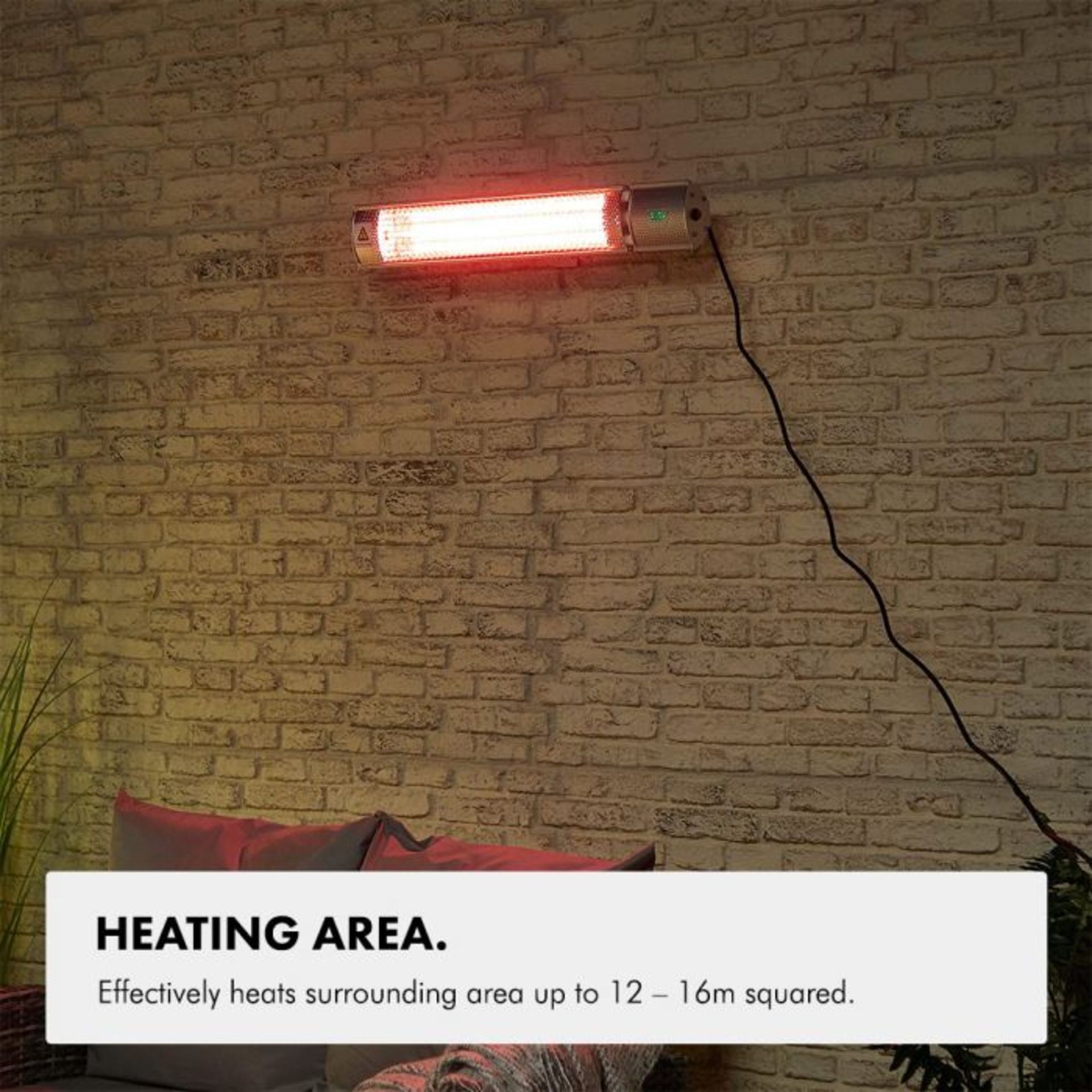 (V5) Wall Mounted Infrared Patio Heater It heats up to the desired setting – 1000W or 2000W ... - Image 4 of 4