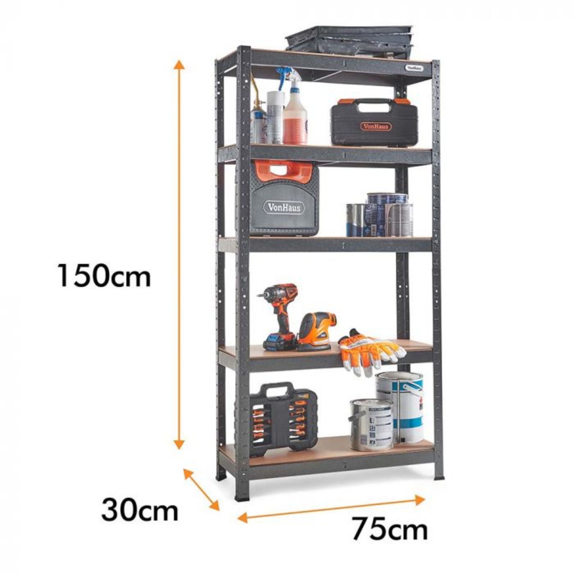 (V107) 1.5m 5 Tier Heavy Duty Shelvin Size: 150cm x 75cm x 30cm, Make the most of your space w... - Image 4 of 5