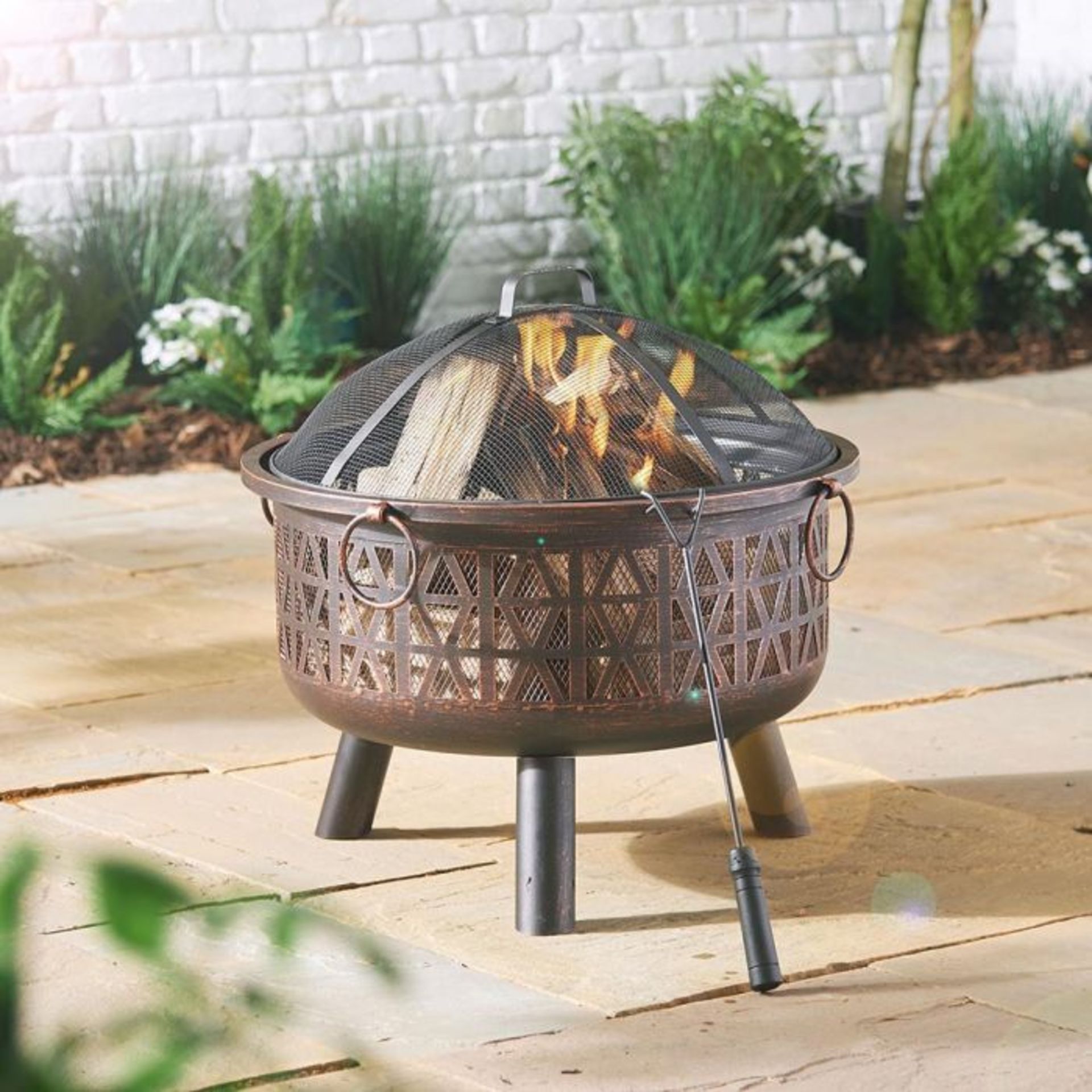 (V27) Geo Fire Pit Create a warm, inviting atmosphere to enjoy your garden even after the sun ...