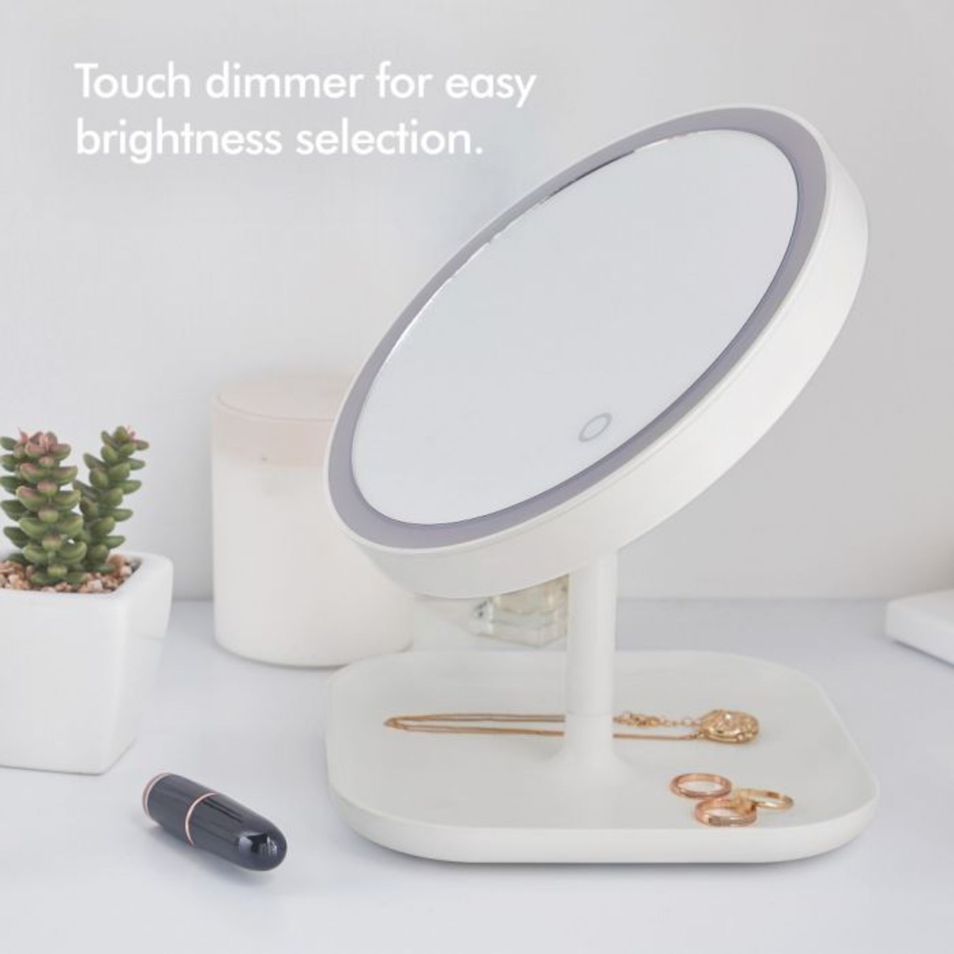 (V151) Illuminating Makeup Mirror Frosted ring light mirror with 23 LED strip lights. The 10x... - Image 2 of 3