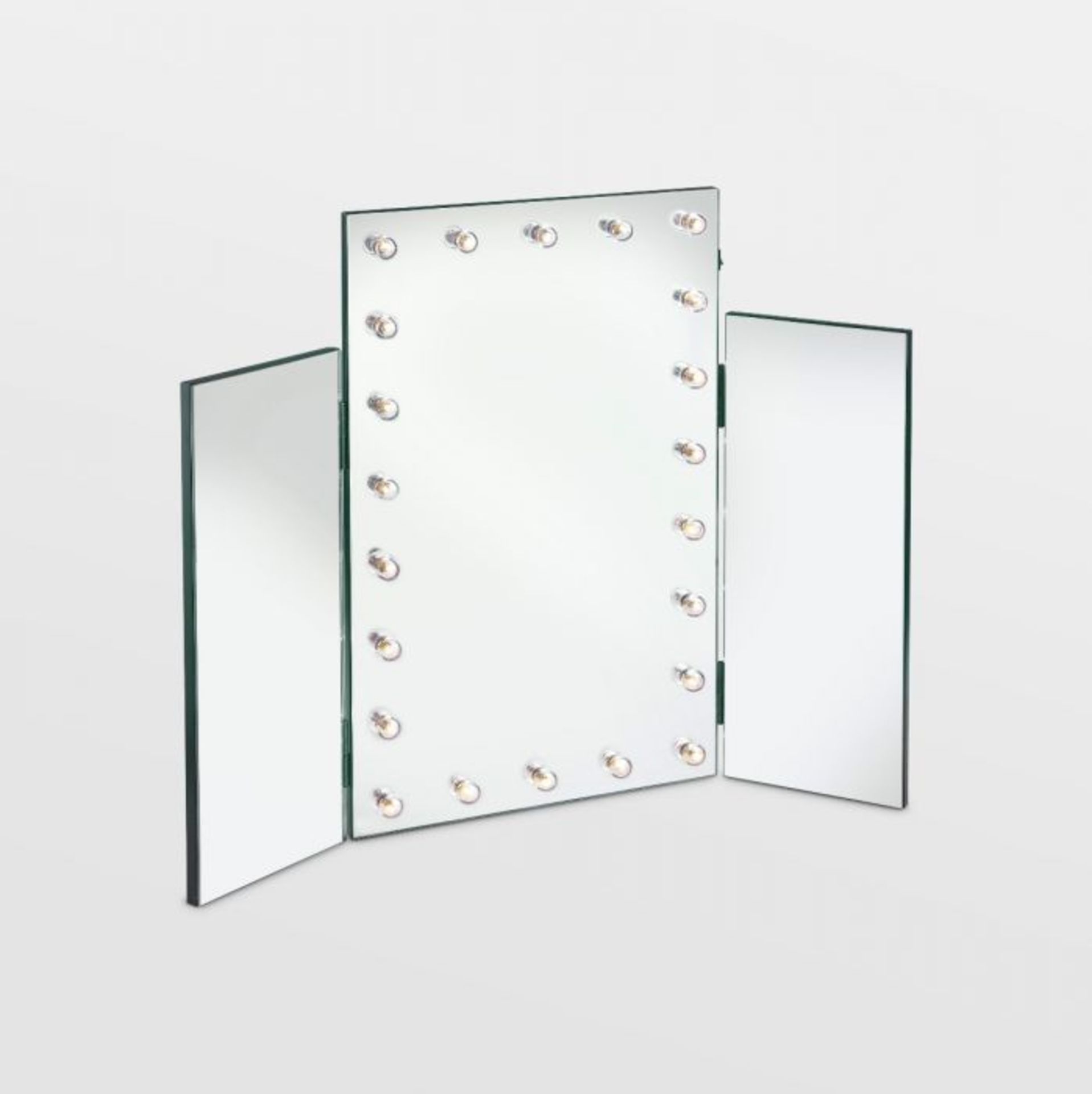 (V1) Trifold Mirror with Warm LED Lights Large centre mirror with adjustable side mirrors Fra...