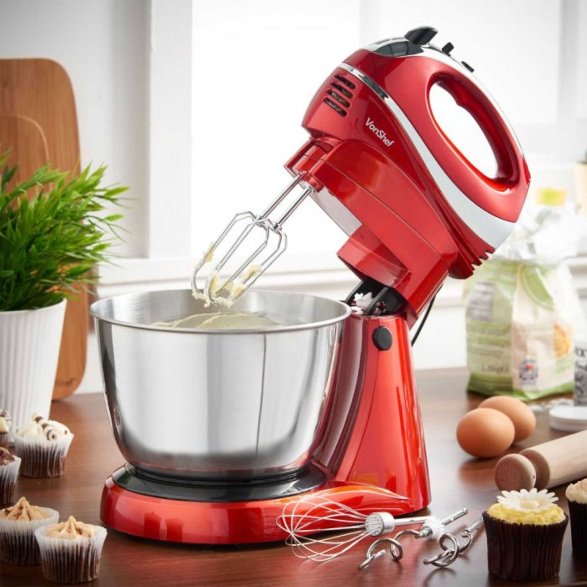 (V187) Red Hand & Stand Mixer The Red stand mixer and hand mixer is a must have kitchen applia...