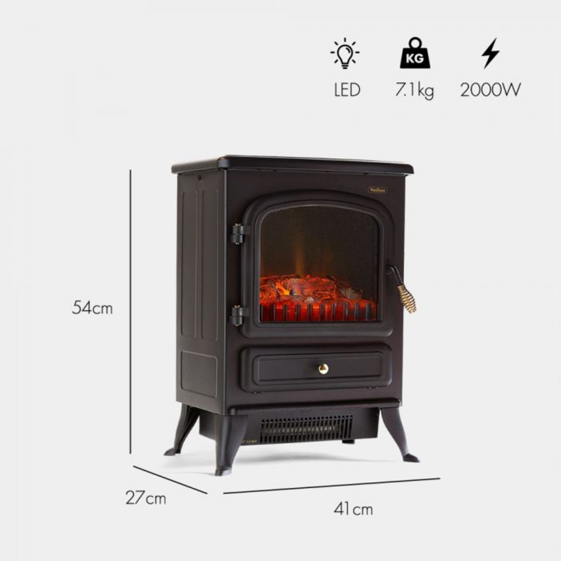 (V23) 1850W Small Black Stove Heater Beautifully designed freestanding small stove heater with... - Image 4 of 4