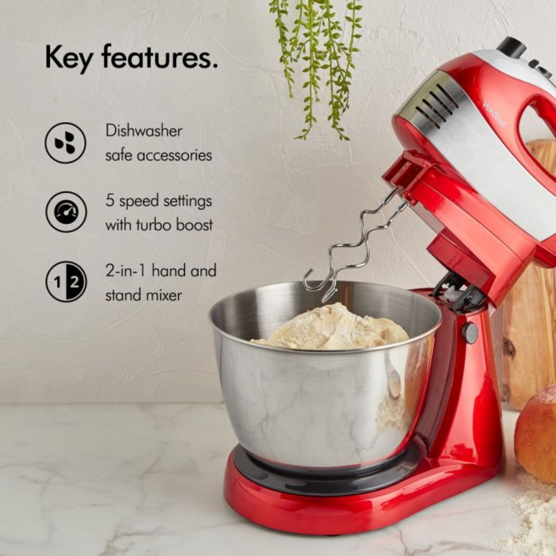 (V38) 400W 2 in 1 Hand & Stand Mixer This 2 in 1 appliance instantly converts from a stable st... - Image 2 of 5