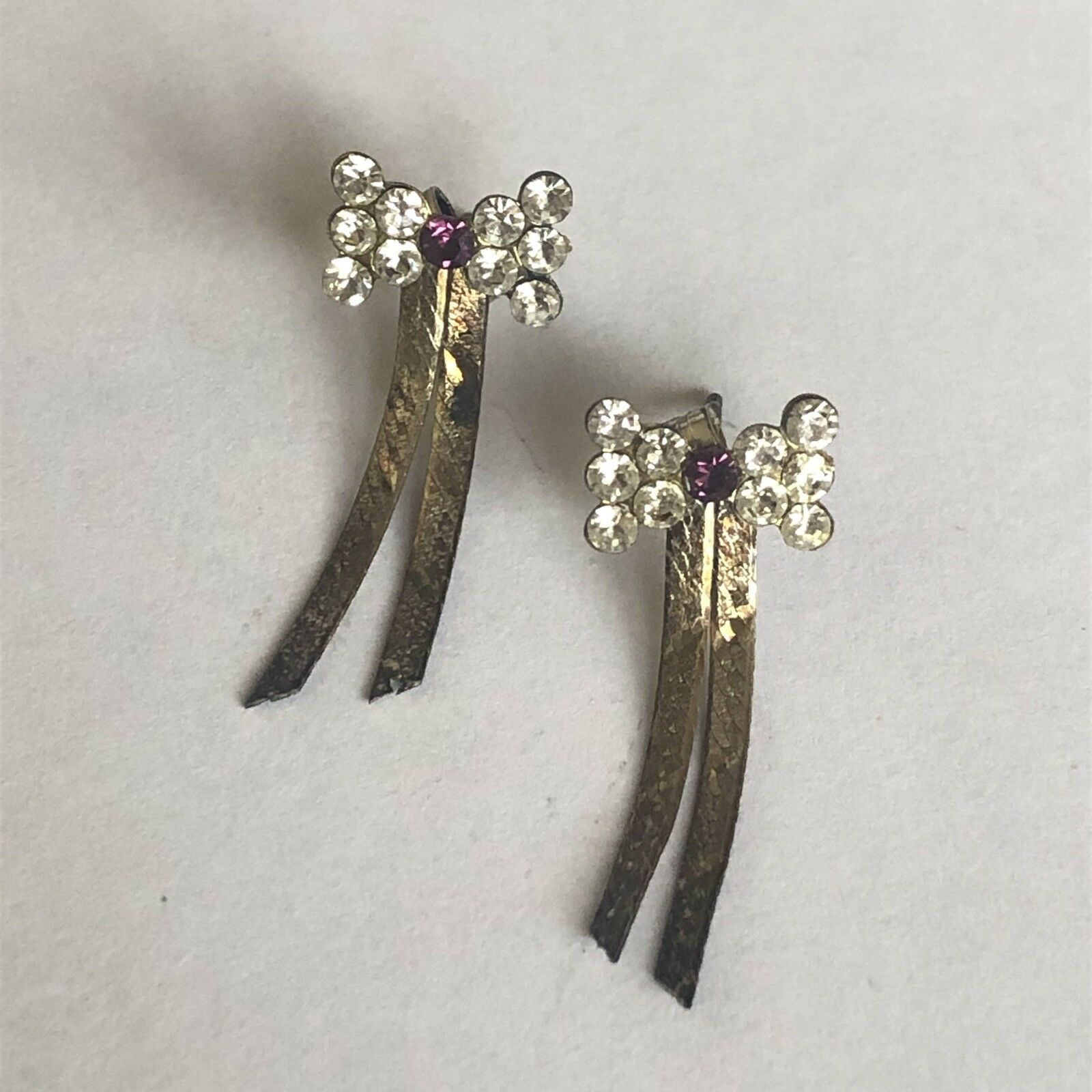 A pair of vintage silver stylised bow earrings