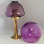 A Swedish mid century glass and brass candlestick table lamp by Hans Agne Jakobsson, Sweden c1950