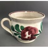 An Antique 1830-1840 Staffordshire Vomit Spit Pot Hand Painted with Flowers