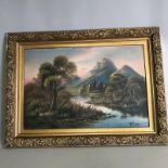 Original Signed Antique 19th C. Oil on Board Painting Landscape Signed F CAMP