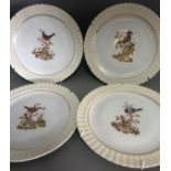 An Antique Set of 4 Rare B & Co (Bernardaud) Limoges Plates with Bird Decoration