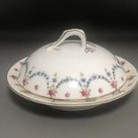 An Antique Pointons Muffin Dish and Cover with Pink Rosebuds & Forget me Not Garlands