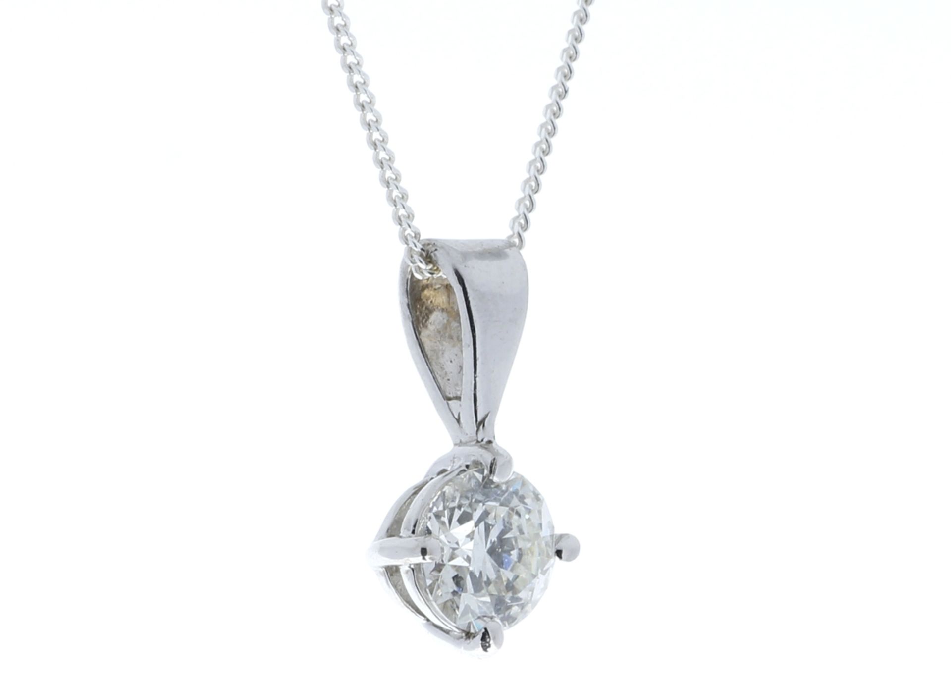 18ct White Gold Single Stone Wire Set Diamond Pendant 0.70 - Image 2 of 5