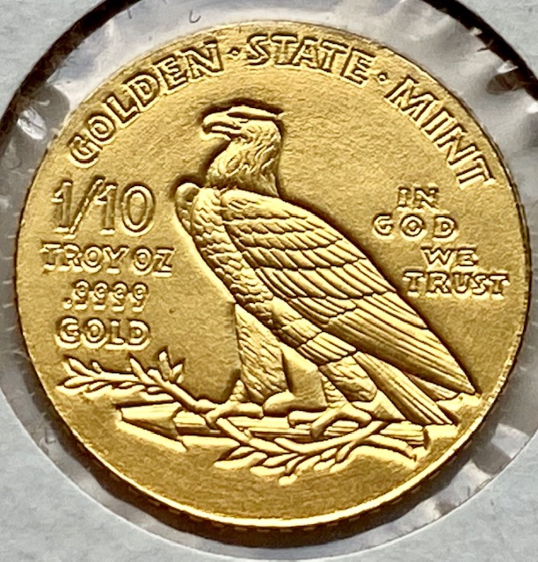 AMERICAN 1/10 PURE GOLD INDIAN HEAD - Image 2 of 2