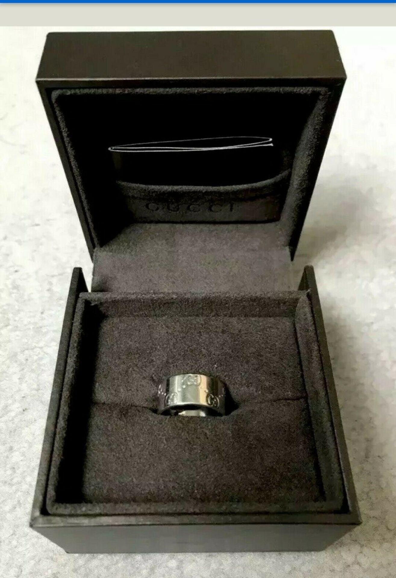 Gucci Icon Ring 18k White Gold Size 14