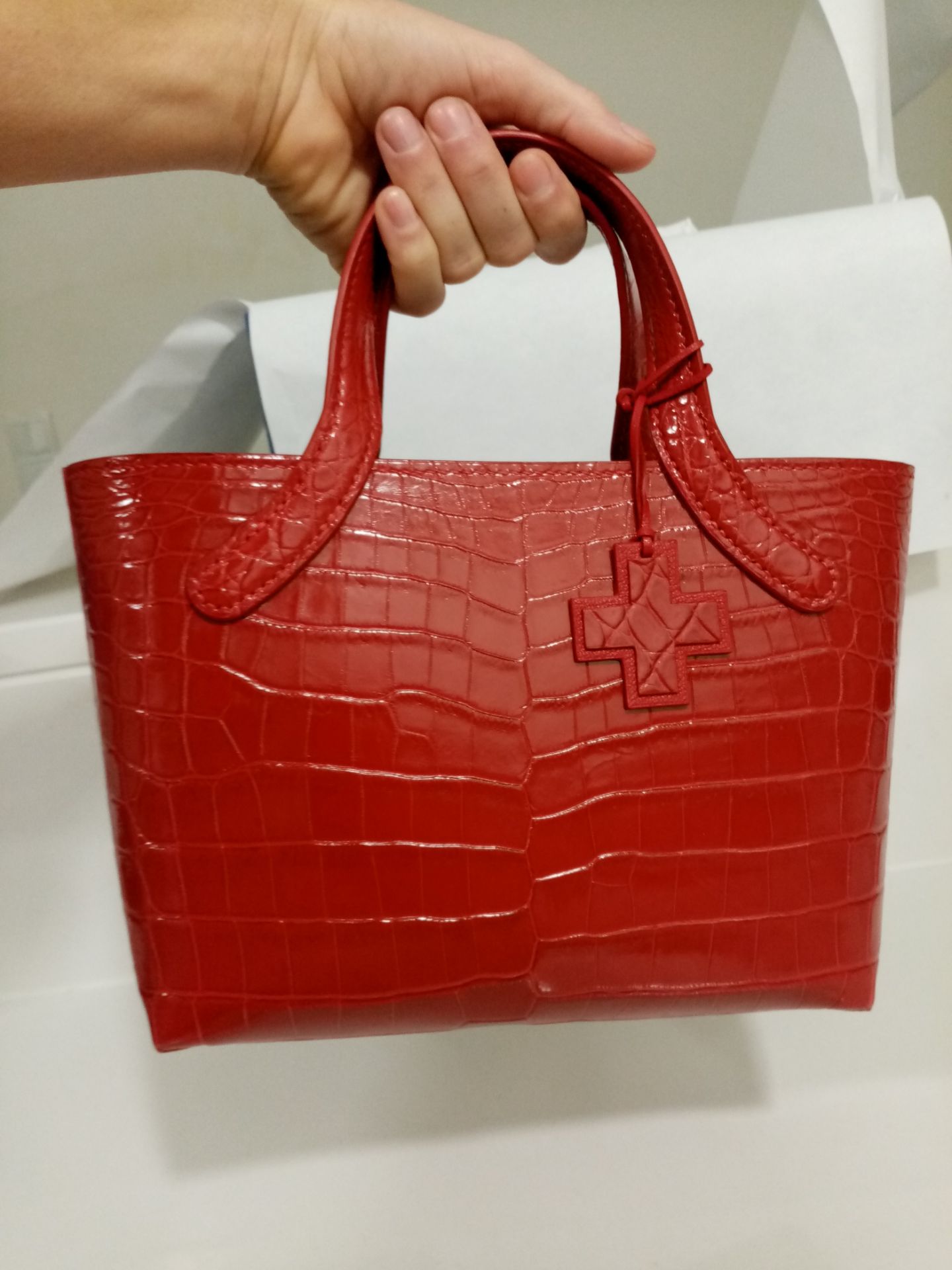 Exclusive handbag Mini Tote Ria by Allen´s Portugal (Crocodile Leather) Never used! - Image 11 of 12