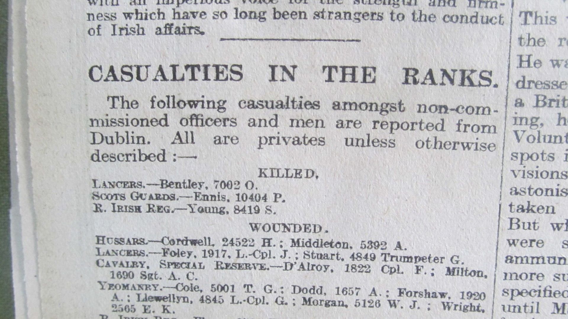 Original Times Newspaper 3rd May 1916: ,The Easter Rising Very Rare Item Of Irish History - Image 4 of 10