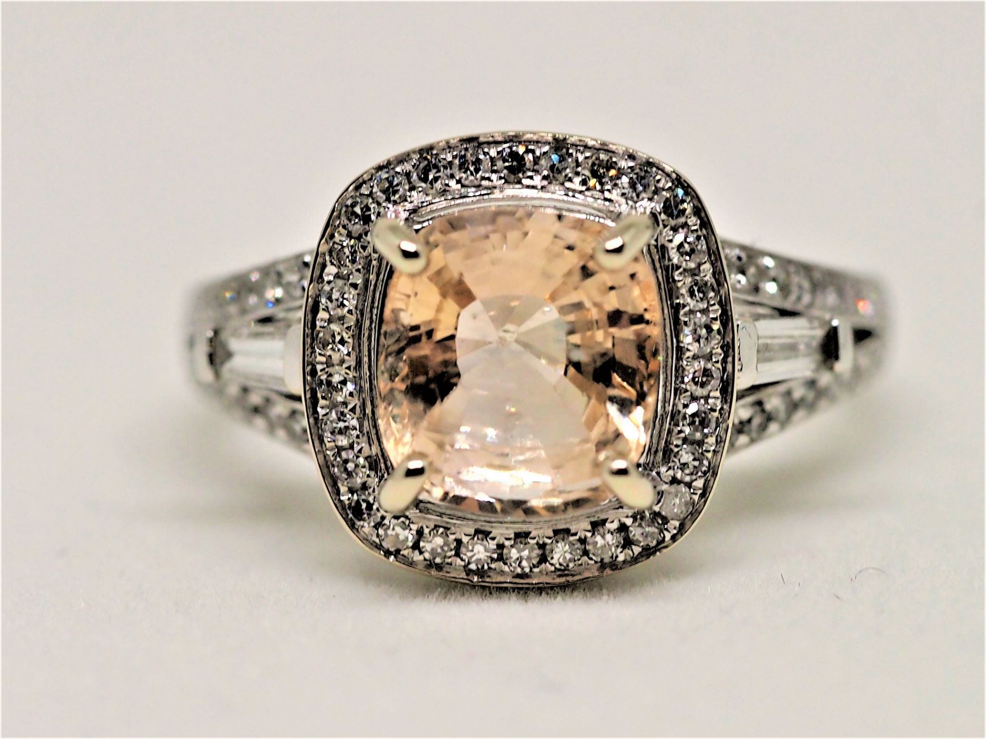 GIA Certified Rare VVS Untreated Orange Sapphire & Diamonds Ring