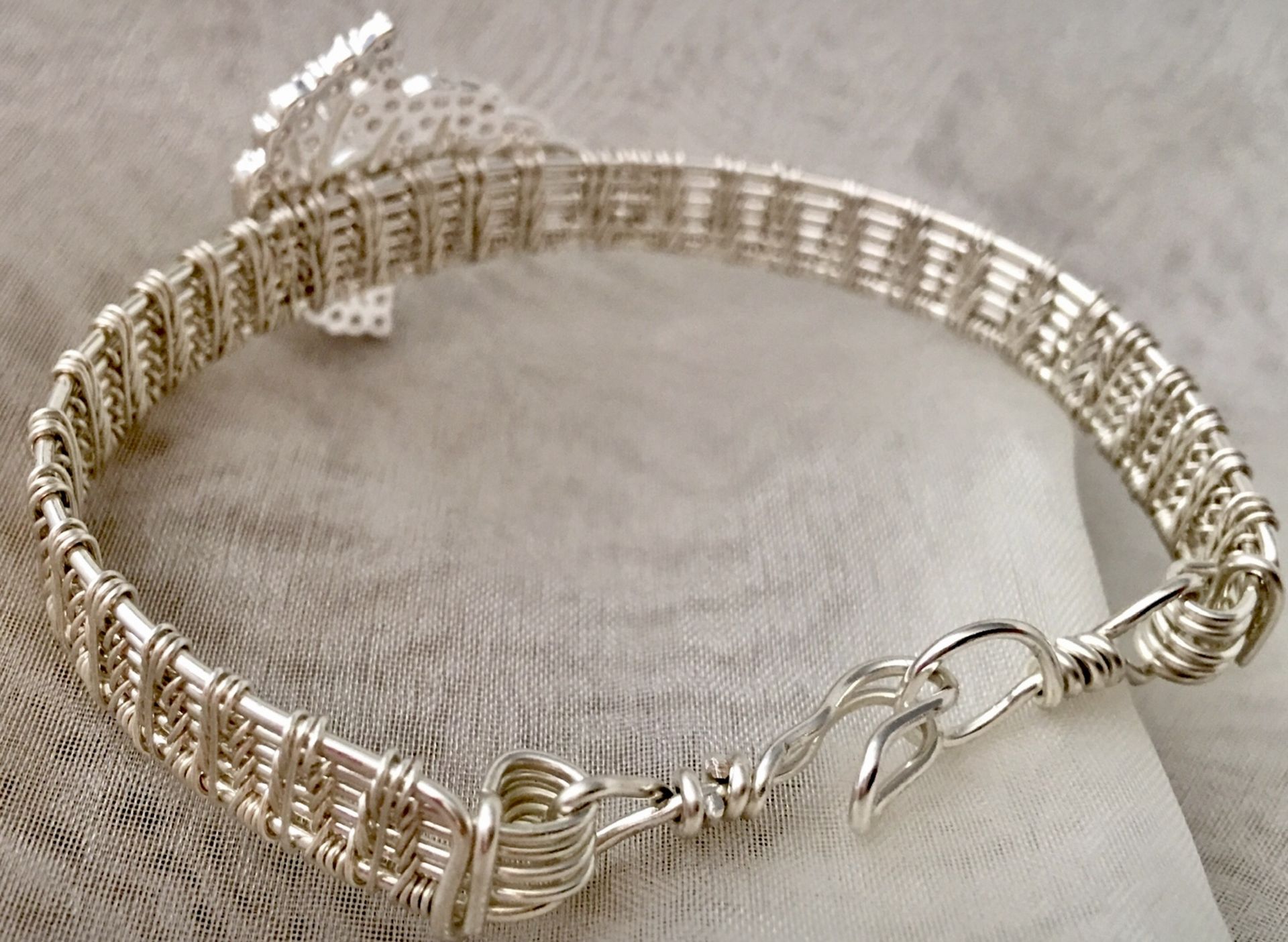 Maple Leaf Snowy Zirconia Silver Bracelet cuff all 925 silver - Image 3 of 4