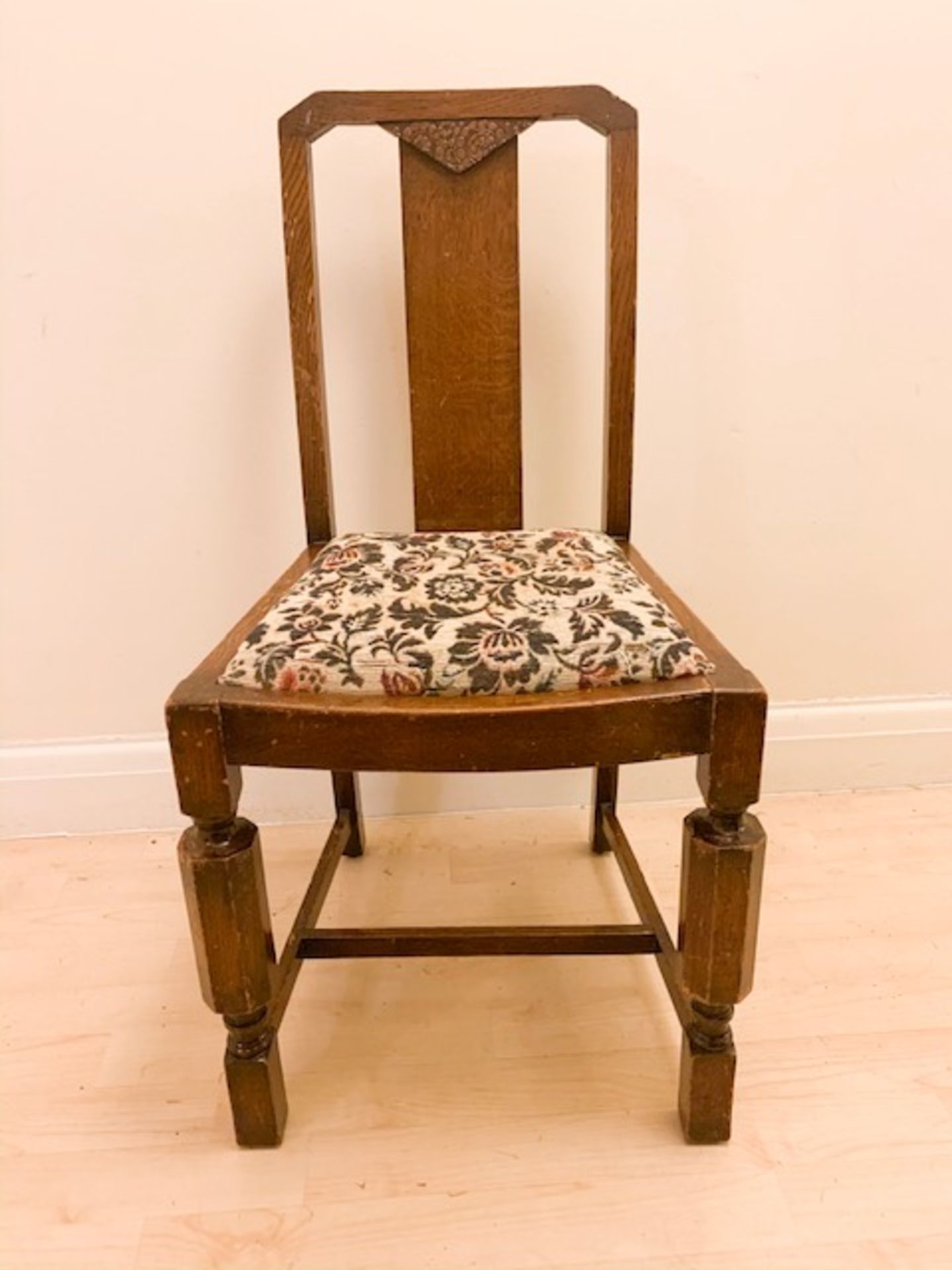 4 Antique Chairs solid Wood with staffed Seat: