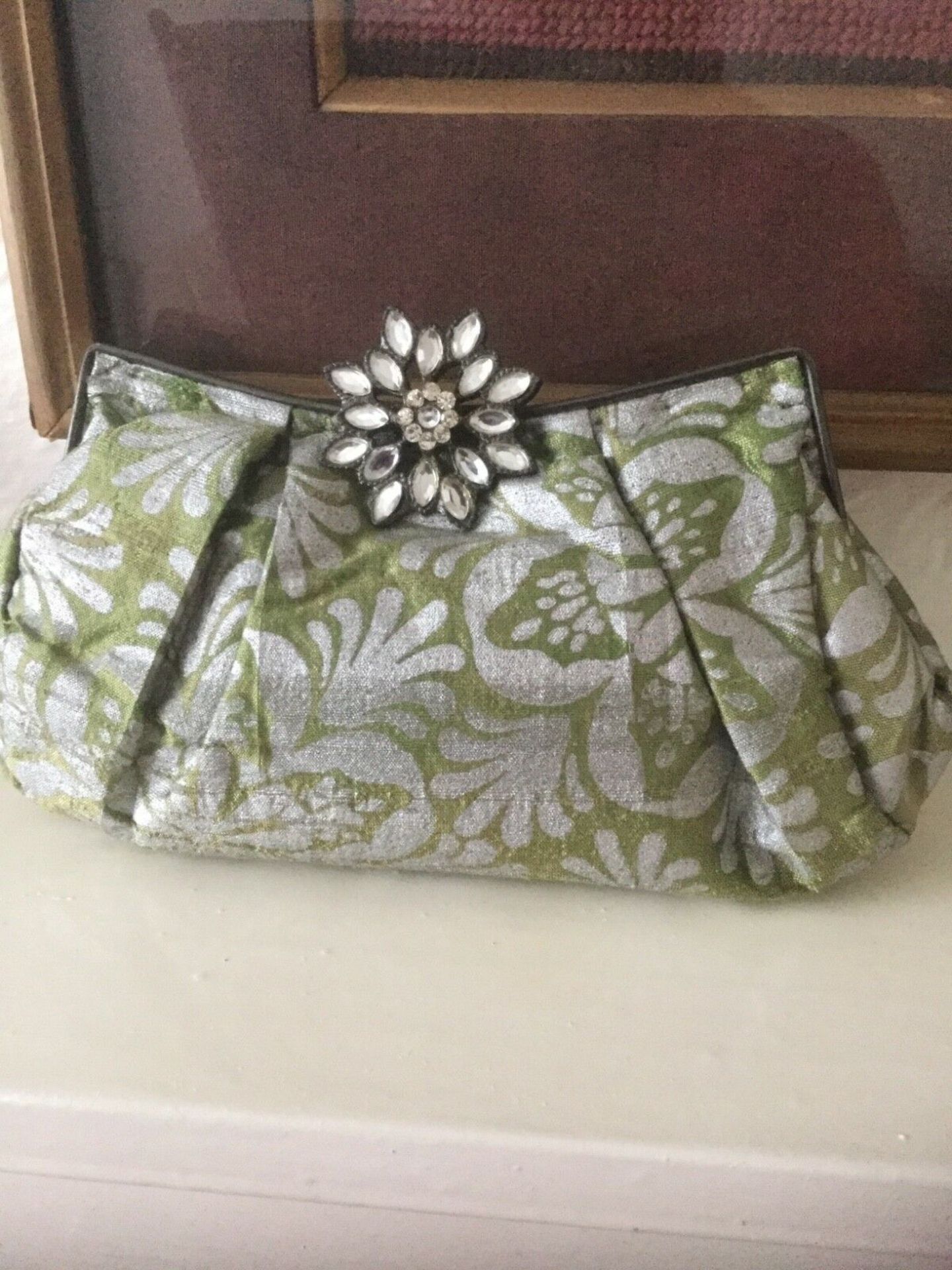 Nadia Minkoff Evening Clutch Bag. 100% Silk. Jewelled Clasp - Image 4 of 4