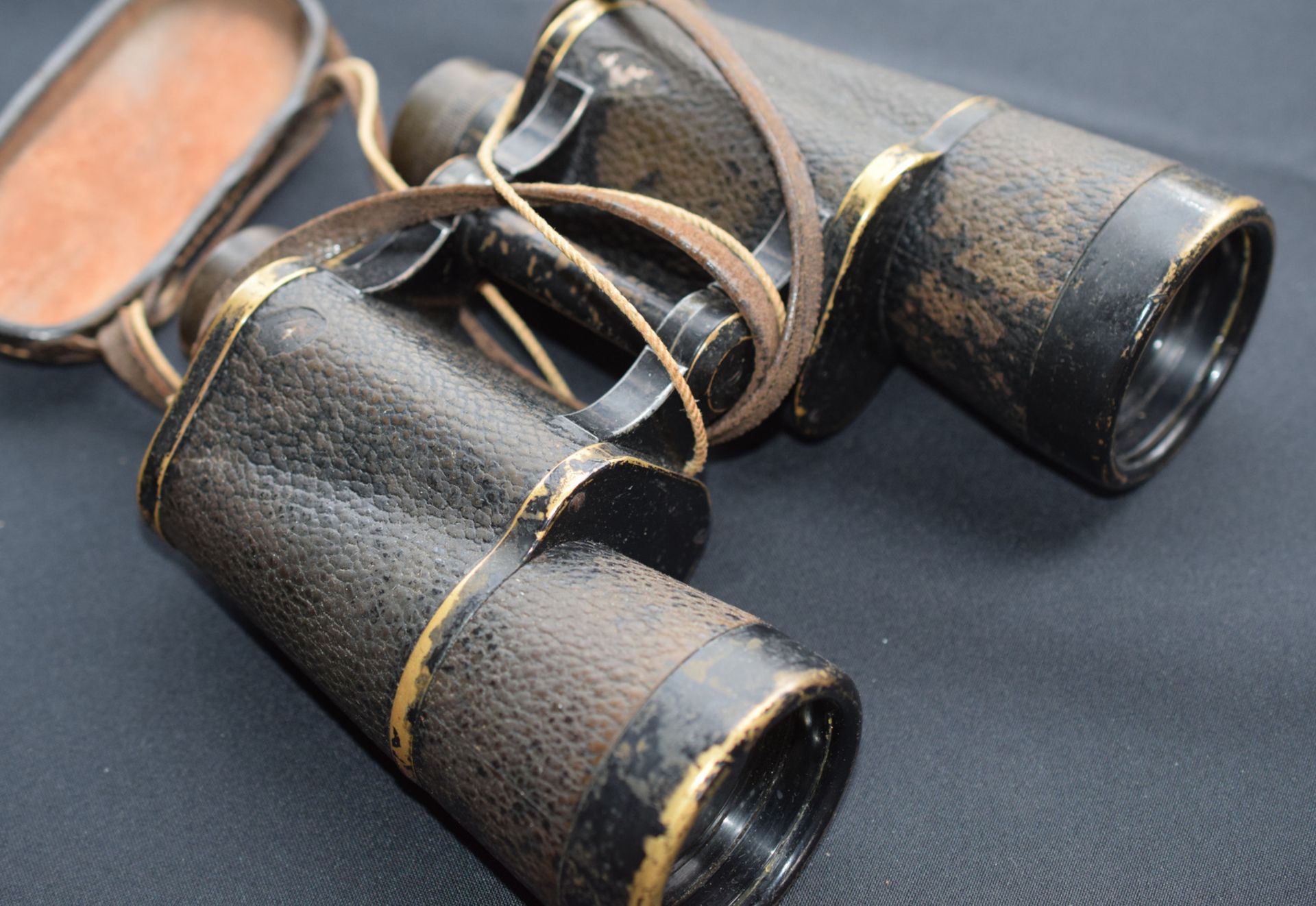 Set Of German Binoculars In Original Leather Case