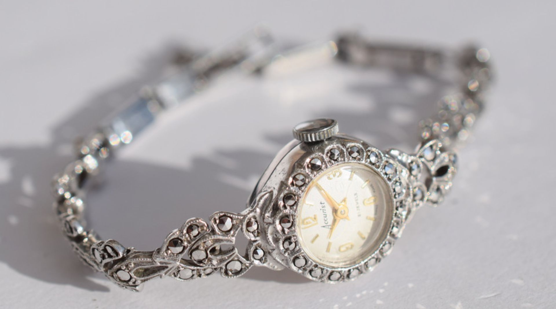 Silver And Marcasite Ladies Accurist Cocktail Watch