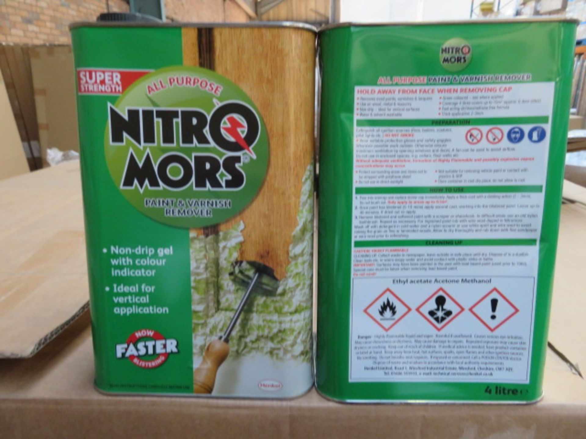 (49) PALLET TO CONTAIN 25 x NEW 4L NITROMORS PAINT & VARNISH REMOVER. NON DRIP GEL WITH COLOUR ...