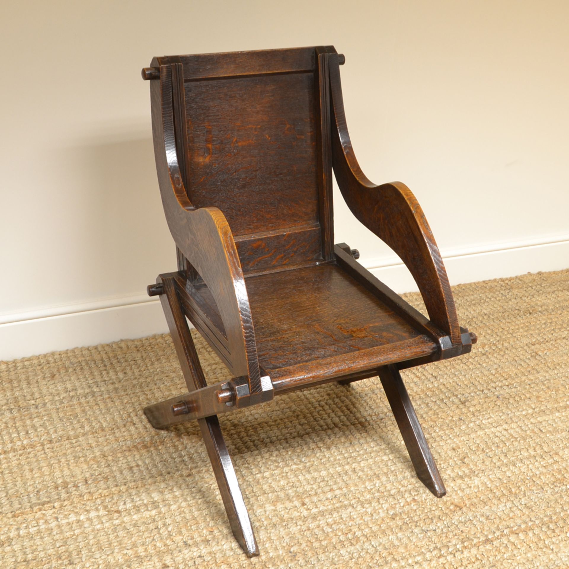 Victorian Arts And Crafts Solid Oak Antique Glastonbury Chair - Image 6 of 6