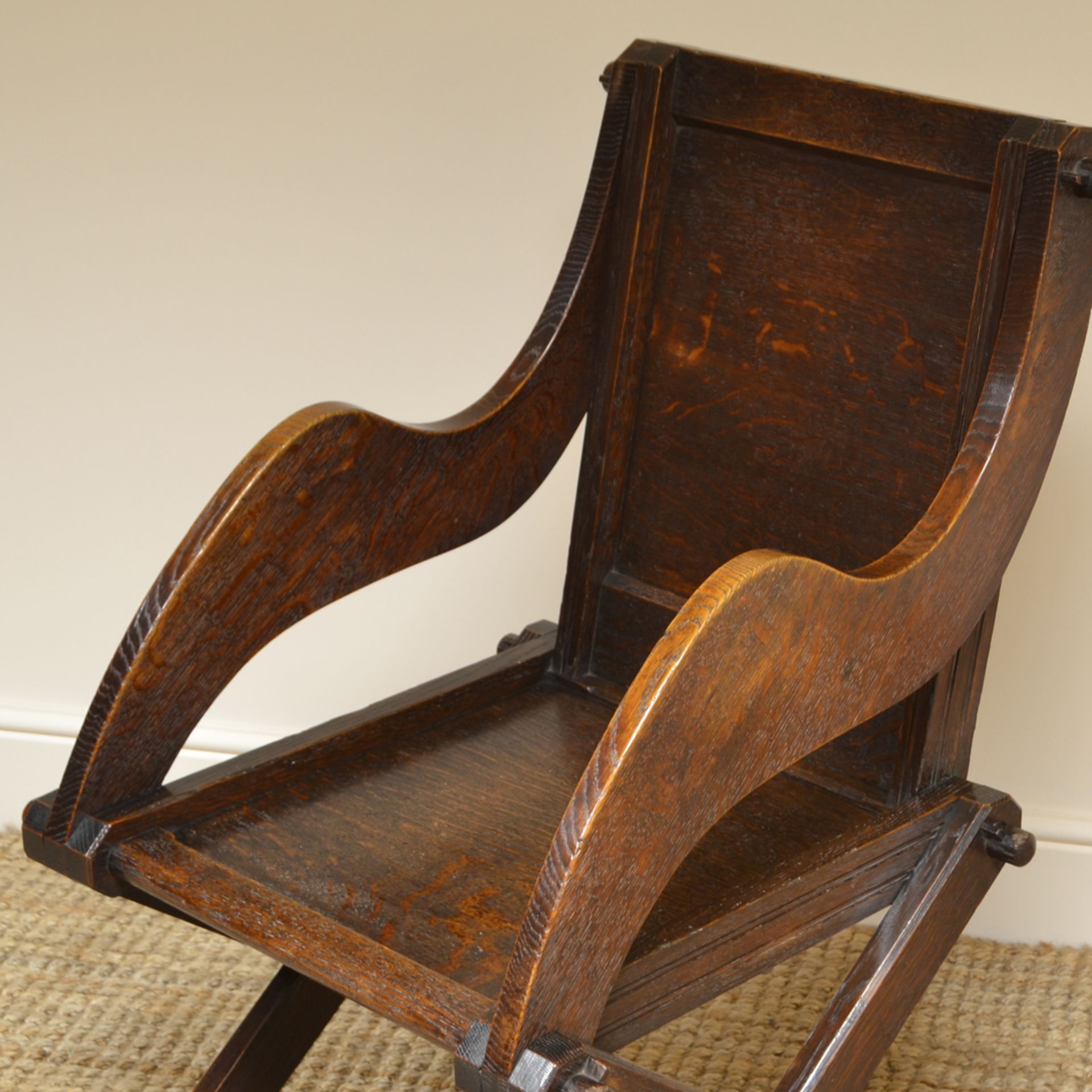 Victorian Arts And Crafts Solid Oak Antique Glastonbury Chair - Image 4 of 6