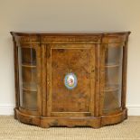 Beautifully Figured Victorian Walnut Antique Credenza