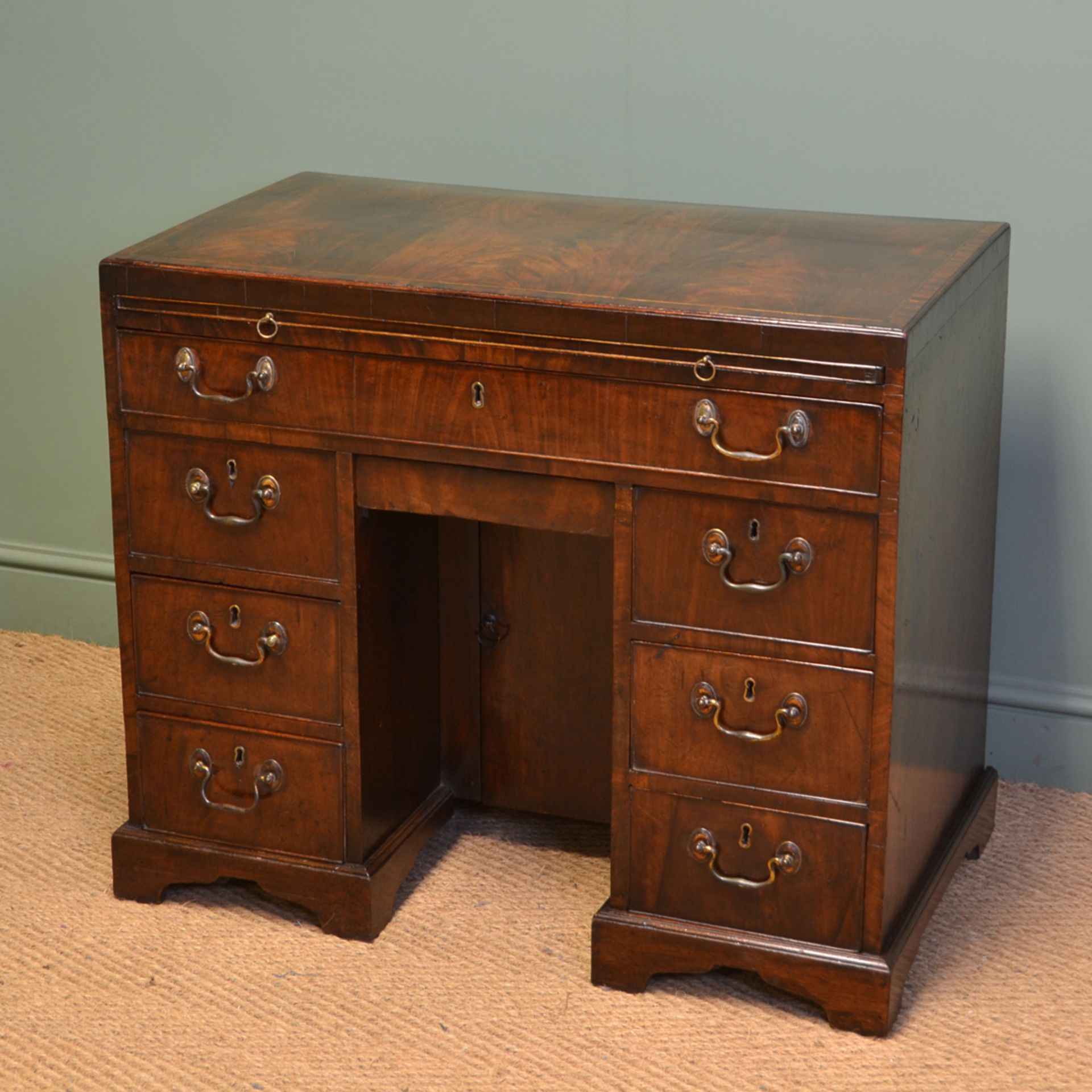 George III Antique Figured Mahogany Antique Desk - Image 7 of 7