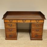 Charming Country House Victorian Walnut Antique Pedestal Desk