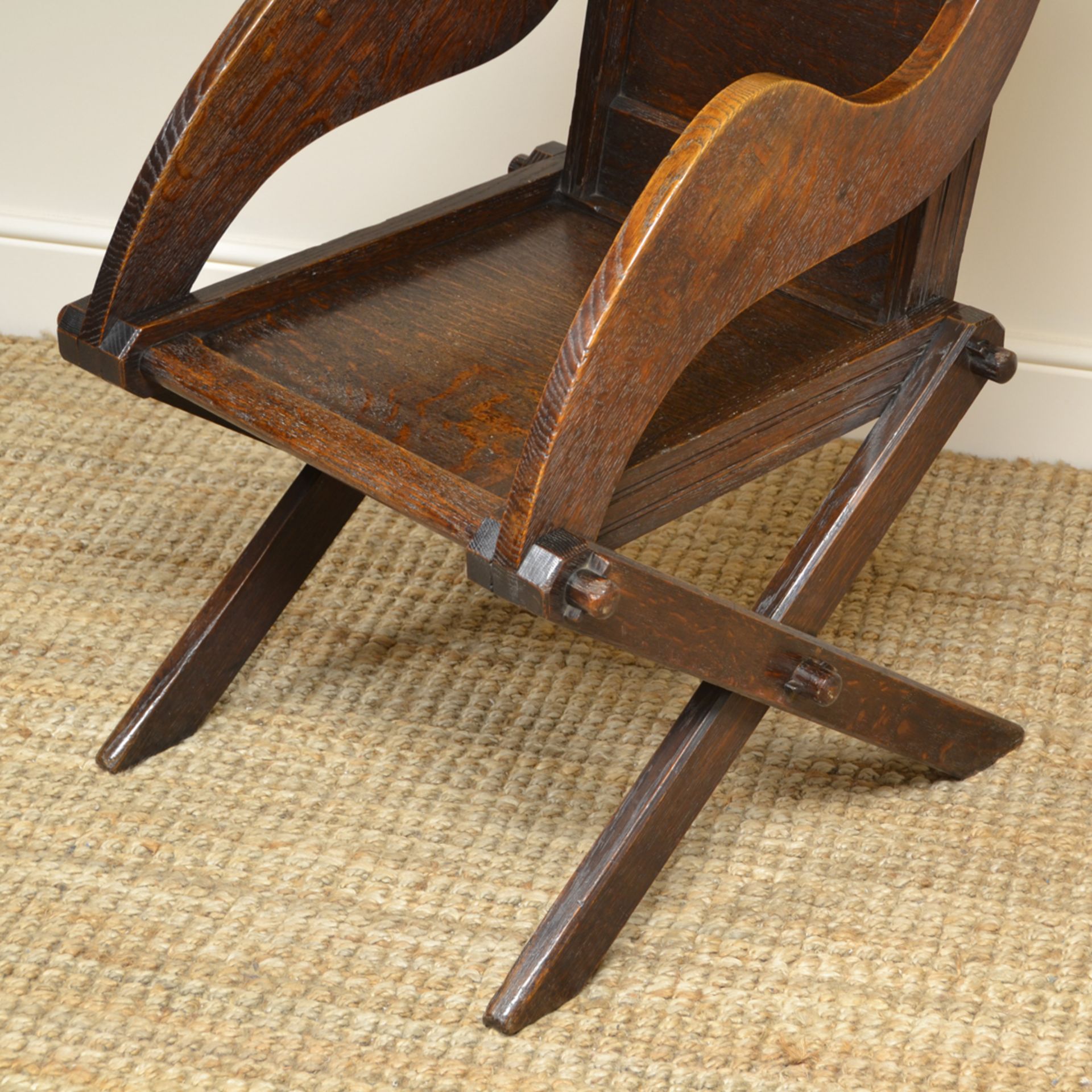 Victorian Arts And Crafts Solid Oak Antique Glastonbury Chair - Image 3 of 6