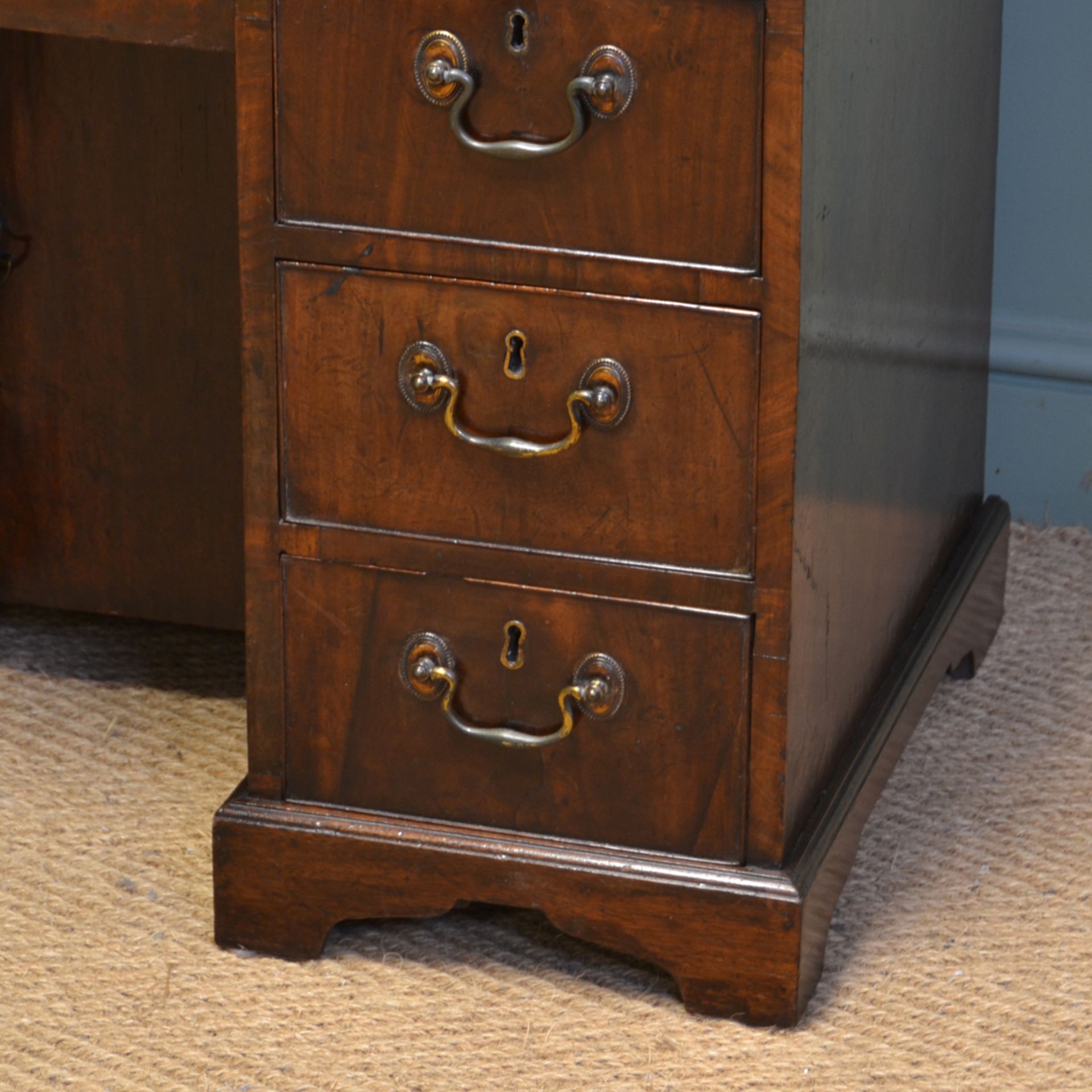 George III Antique Figured Mahogany Antique Desk - Image 2 of 7