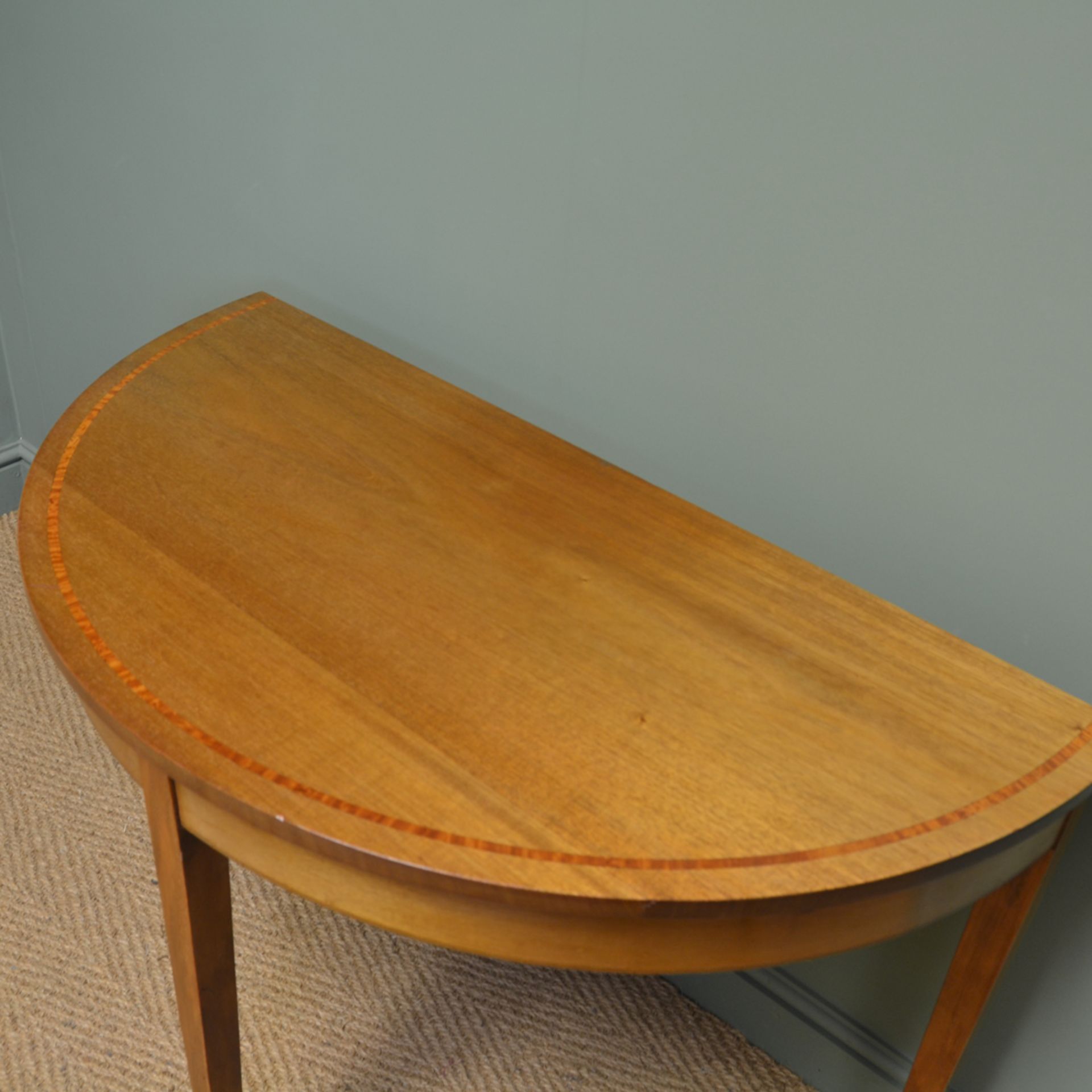 Pair of Antique Edwardian Walnut D End Side / Console Tables - Image 4 of 7