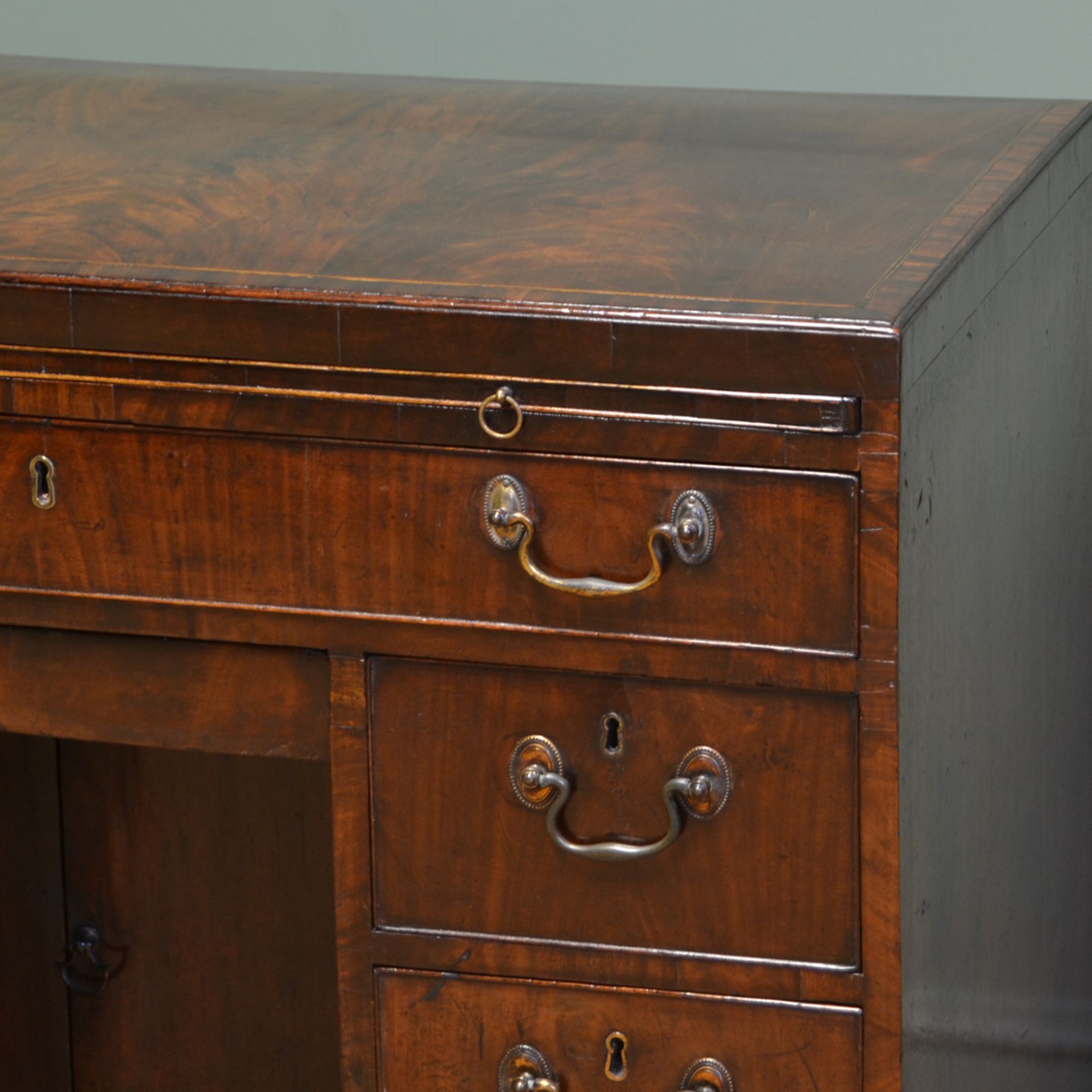 George III Antique Figured Mahogany Antique Desk - Image 3 of 7