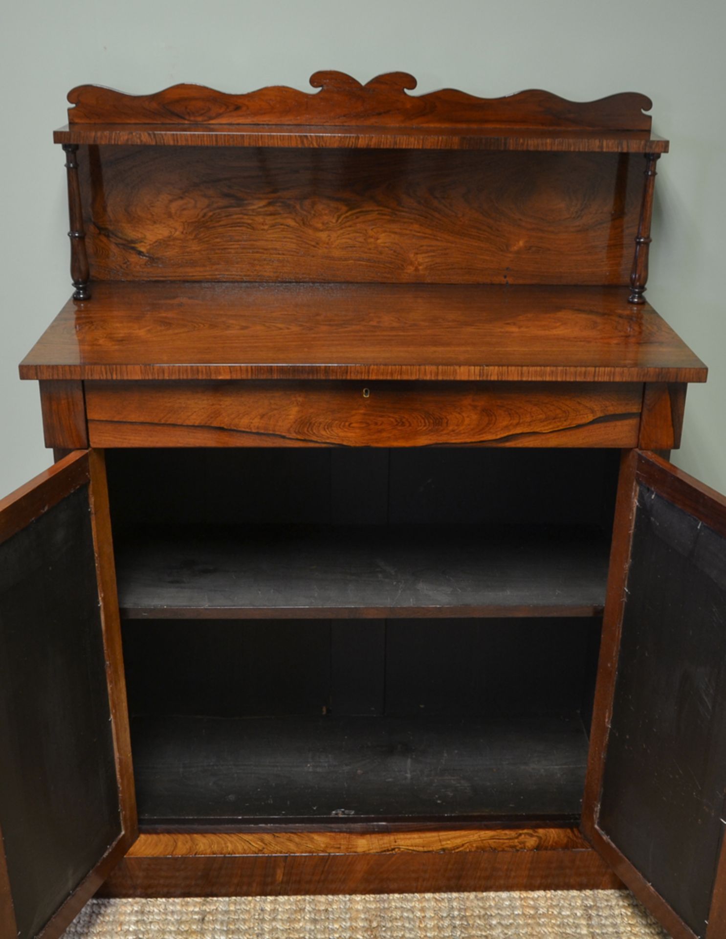 Spectacular Regency Figured Rosewood Mirrored Antique Chiffonier / Cupboard - Image 9 of 10