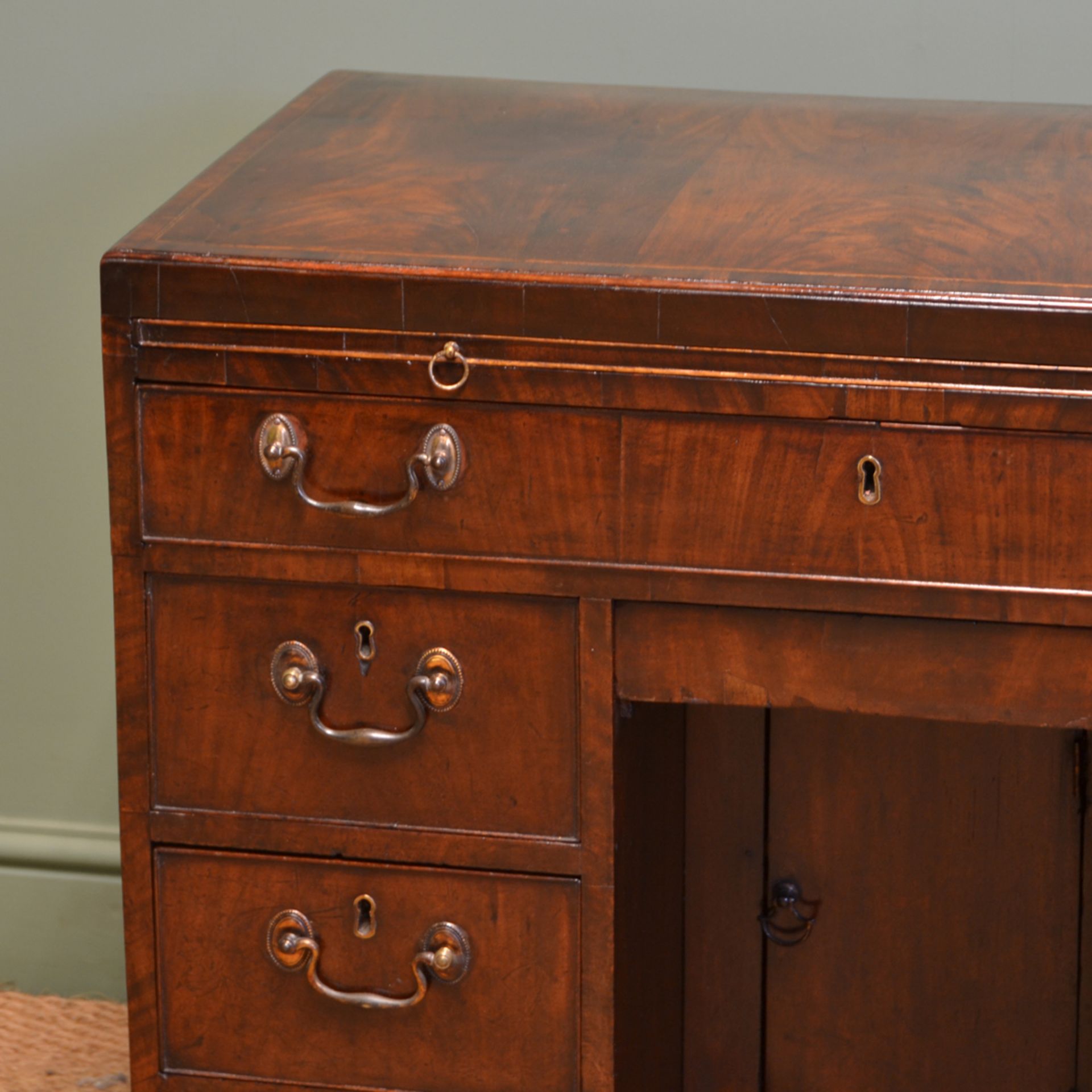 George III Antique Figured Mahogany Antique Desk - Image 4 of 7